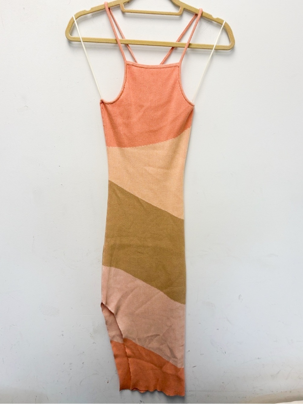 Monrow Colorblock ribbed Knit Maxi Dress